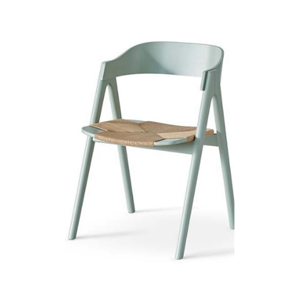 Mette stol i støvet grøn | Med sæde i flet | FINDAHL 